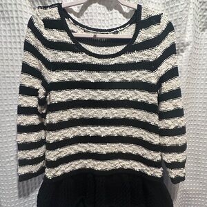 Stylish Black and White Knit Sweater